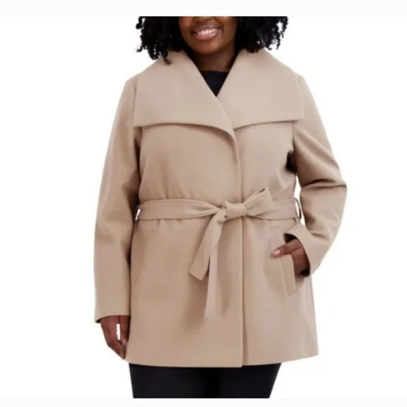 NWT Tahari Ladies' Faux Wool Wrap Coat, Cream, Nwt - Picture 7 of 8